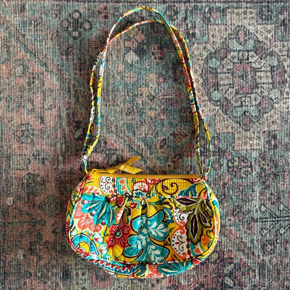 Vera Bradley Small Shoulder/Crossbody Bag with Adjustable Strap in Lemon Parfait